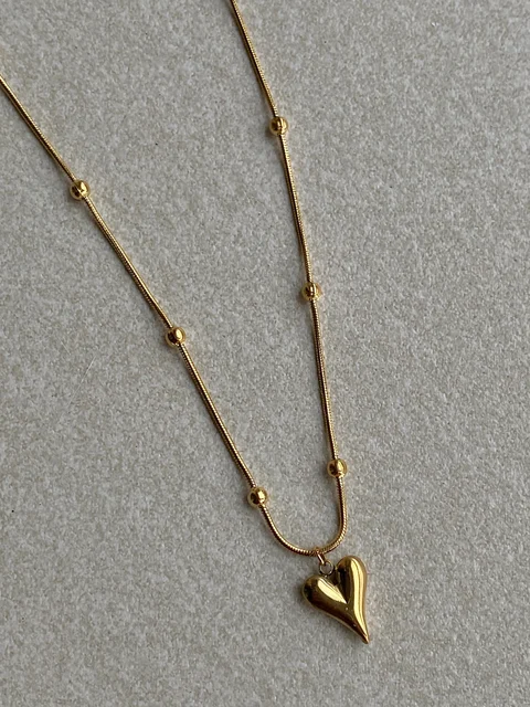 Sweet Heart Shape Pendant Necklace 304 Stainless Steel 18K Gold Plated