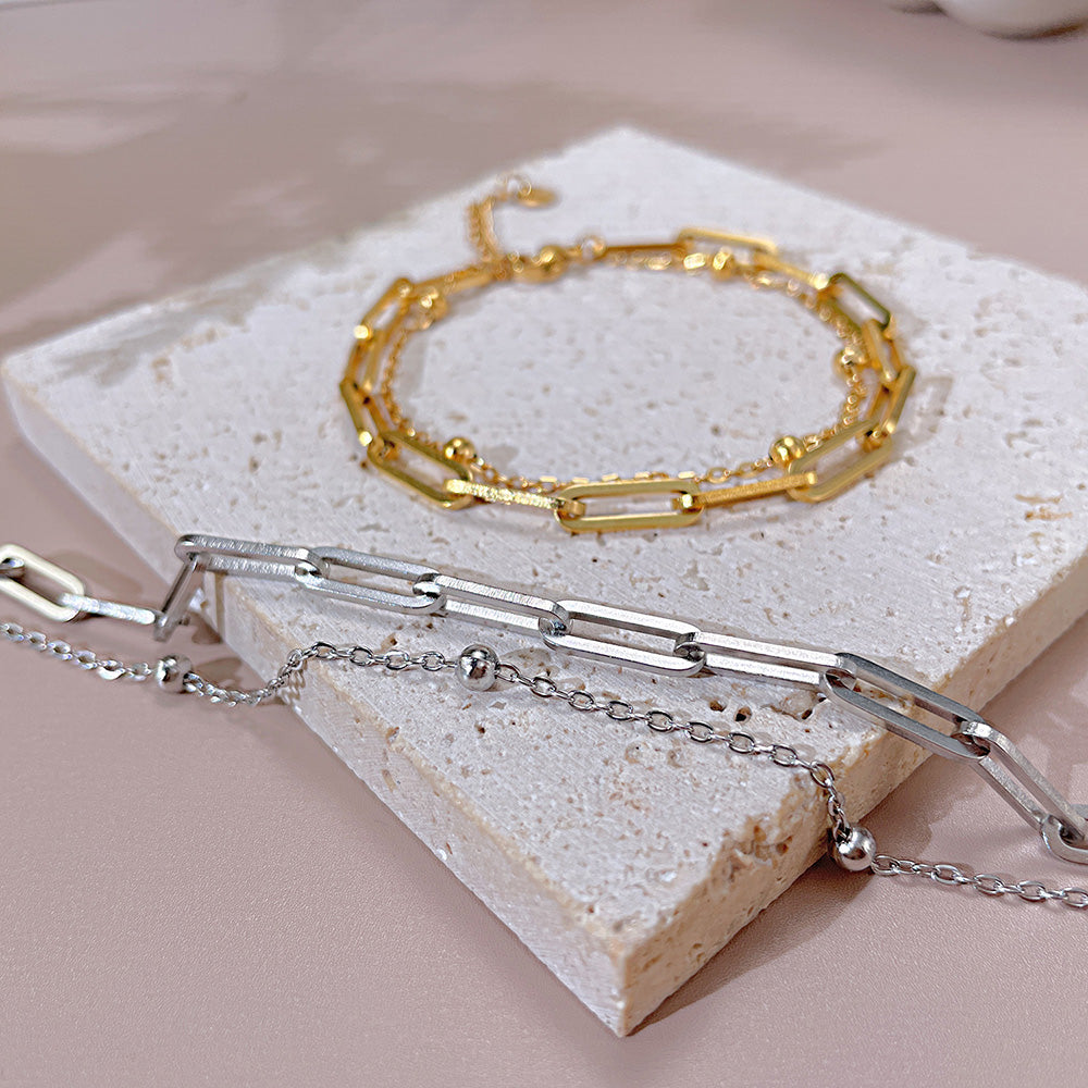 Minimalist Paper Clip Stainless Steel Bracelets Without Inlay – Bulk Purchase