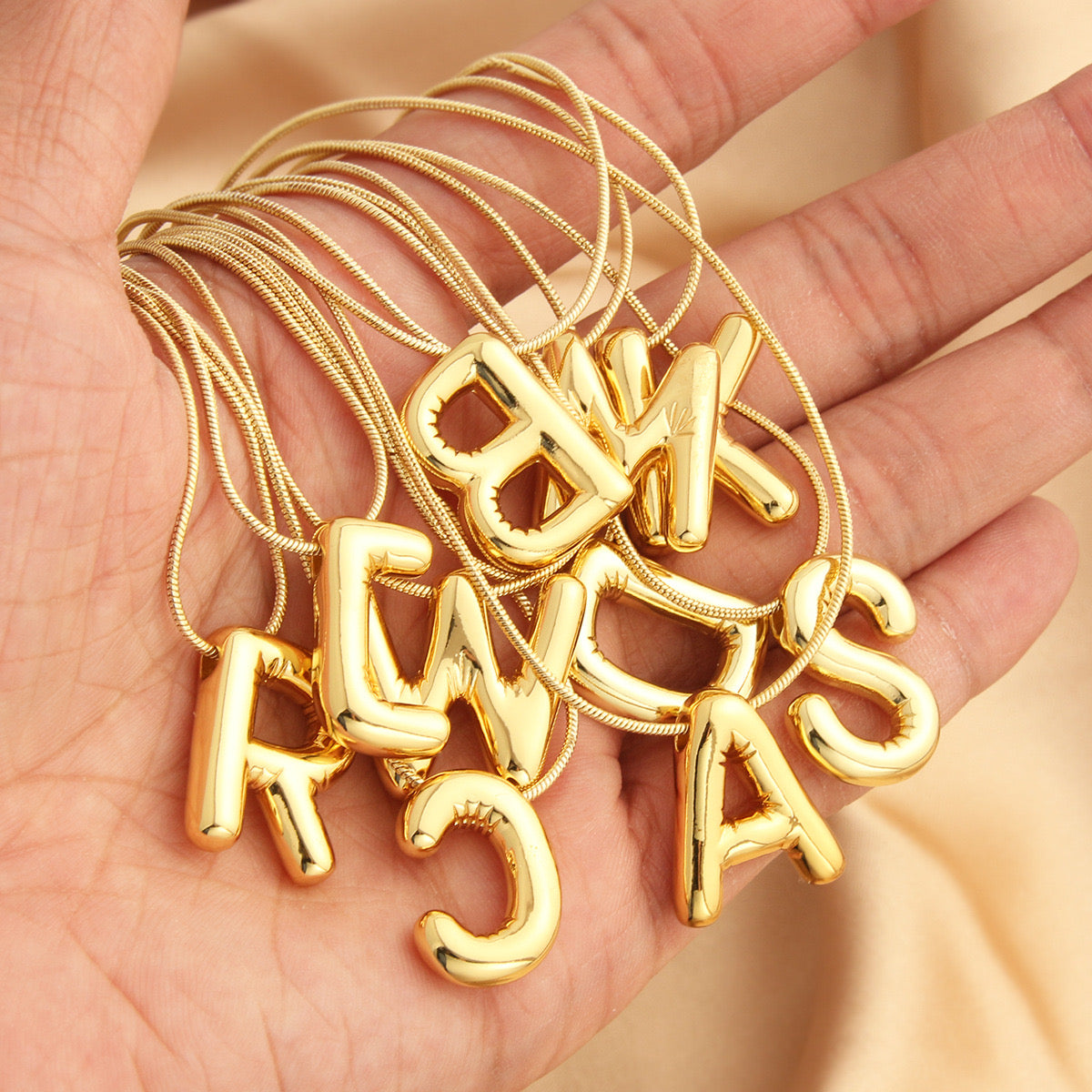 Gold Bubble Letter Necklace for Women, Gold Plated Balloon Initial Letter Pendant Necklace Dainty Charm Initial Necklaces for Women Trendy Chunky Custom Name Necklace Gold Jewelry for Women