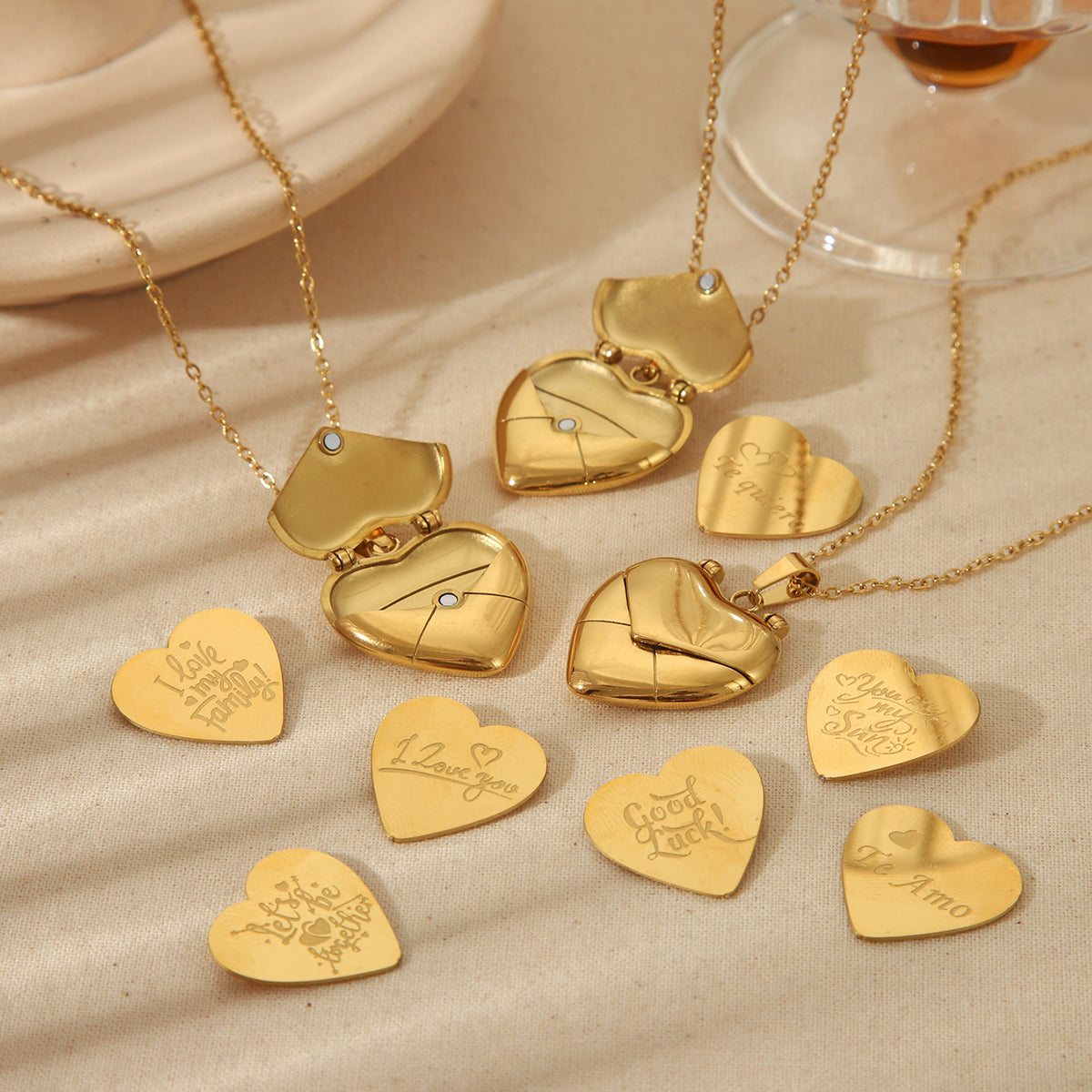 Heart Envelope Necklace with message Stainless Steel