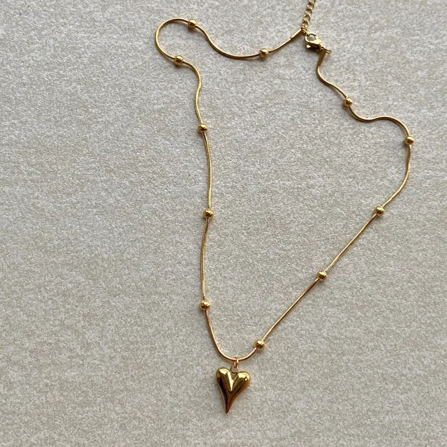 Sweet Heart Shape Pendant Necklace 304 Stainless Steel 18K Gold Plated