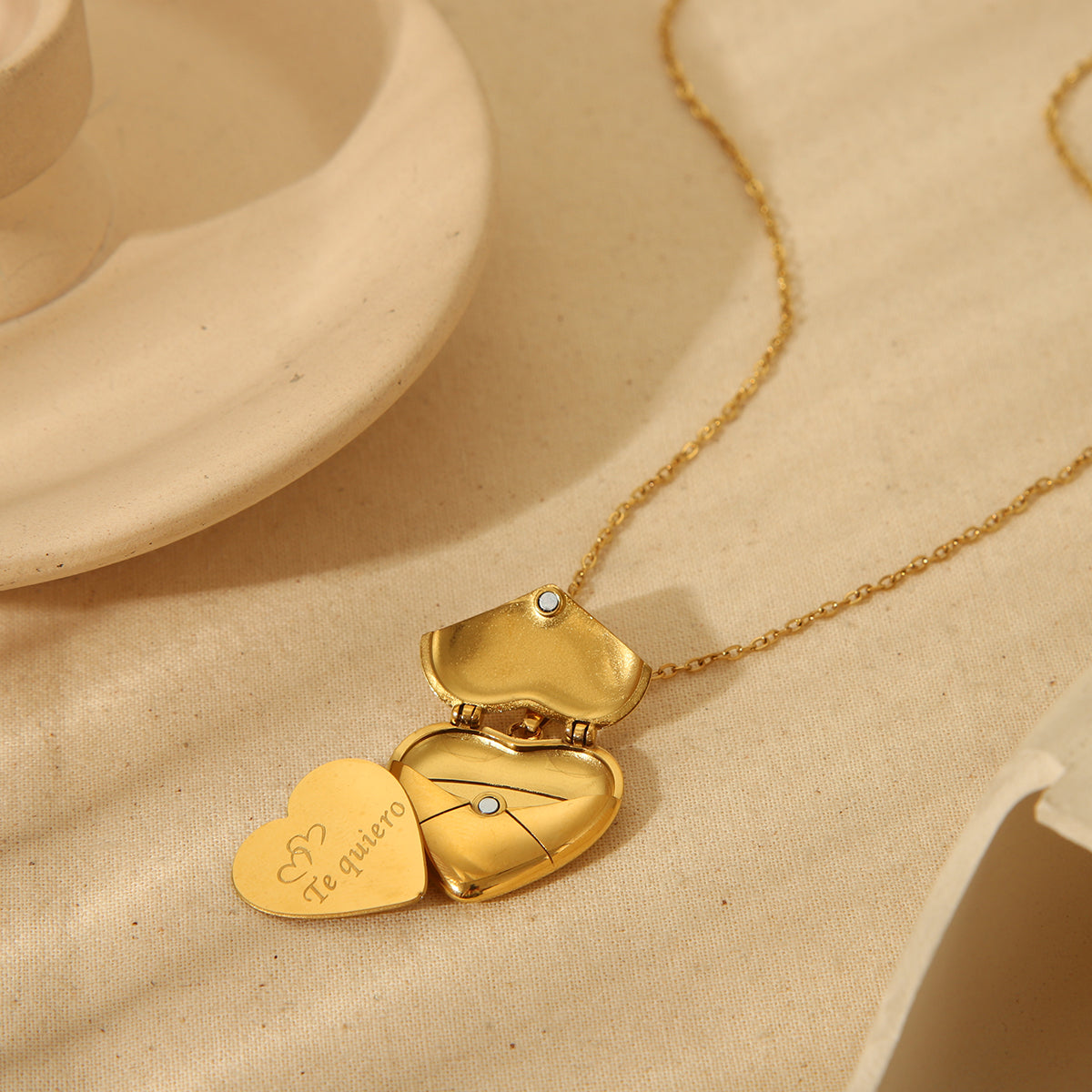 Heart Envelope Necklace with message Stainless Steel