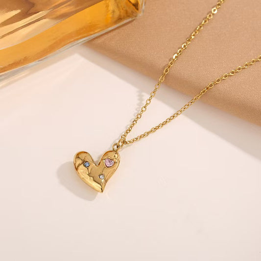 Heart Adjustable Length Pendant Necklace for Women Fashion Jewelry Love Heart Necklace  Stainless Steel