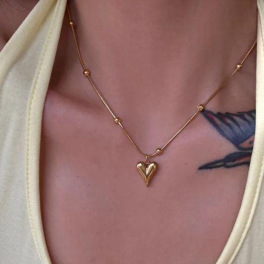 Sweet Heart Shape Pendant Necklace 304 Stainless Steel 18K Gold Plated