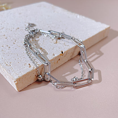 Minimalist Paper Clip Stainless Steel Bracelets Without Inlay – Bulk Purchase