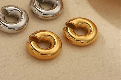 Chunky Gold Ear Cuffs Earrings for Women Non Piercing Gold Plated Stainless Steel
