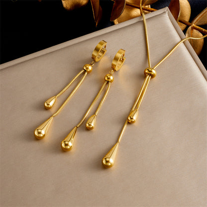 Vintage Style Water Droplets 304 Stainless Steel Jewelry Set